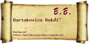 Bartakovics Bekő névjegykártya